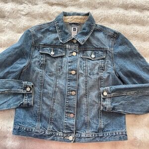 GAP Vintage Y2K Denim Trucker Jacket Classic Jean Button Front Womens Size M
